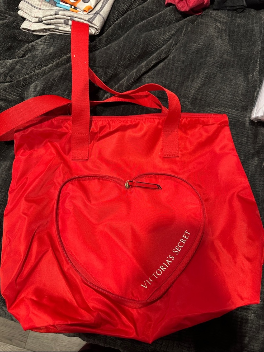 Victoria's Secret Red Heart Zip Tote